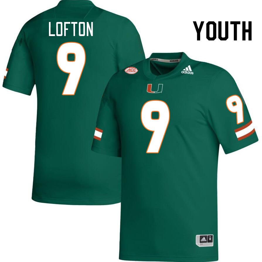 Youth #9 Elija Lofton Miami Hurricanes College Football Jerseys Stitched-Green